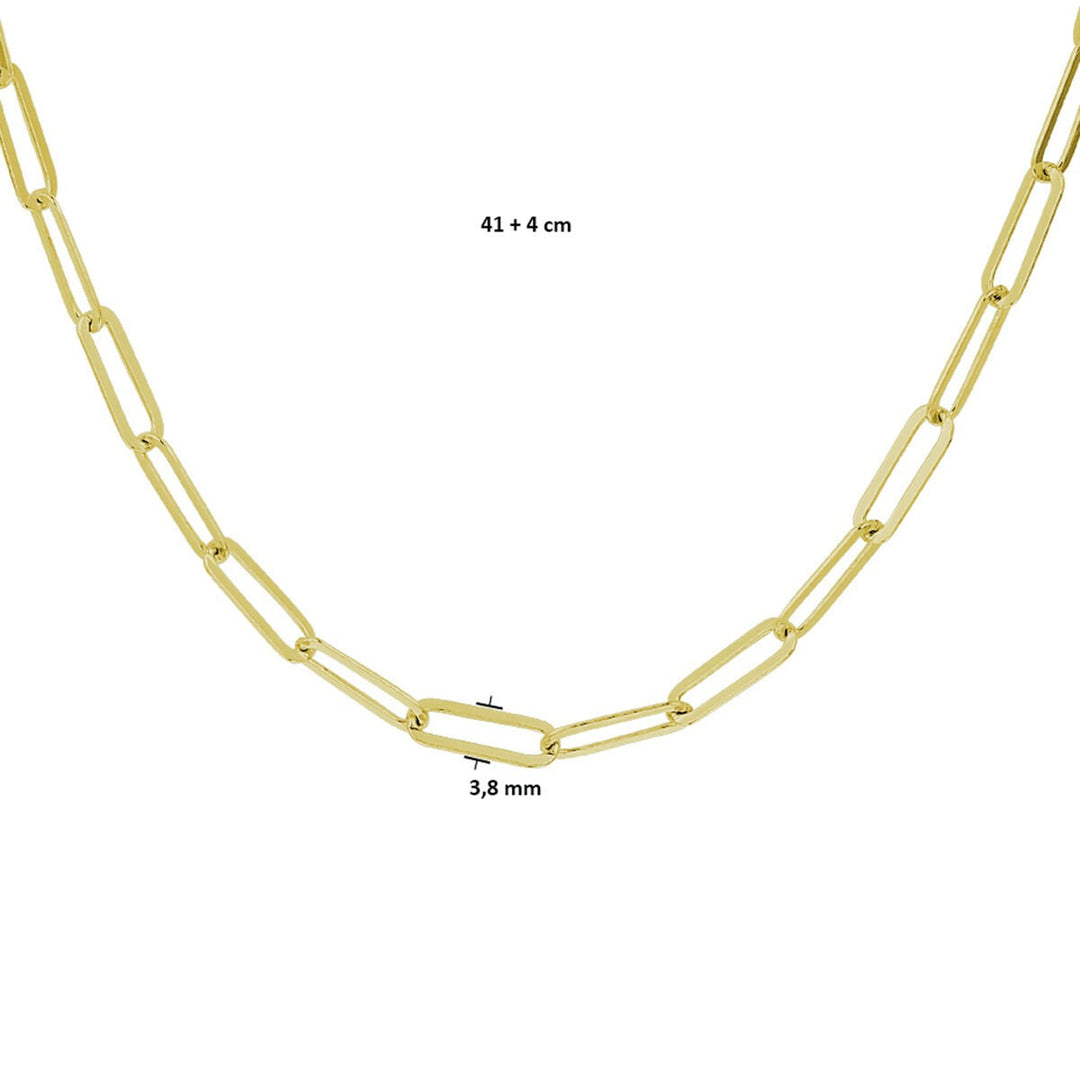 Goudkleurig paperclip collier op zilver