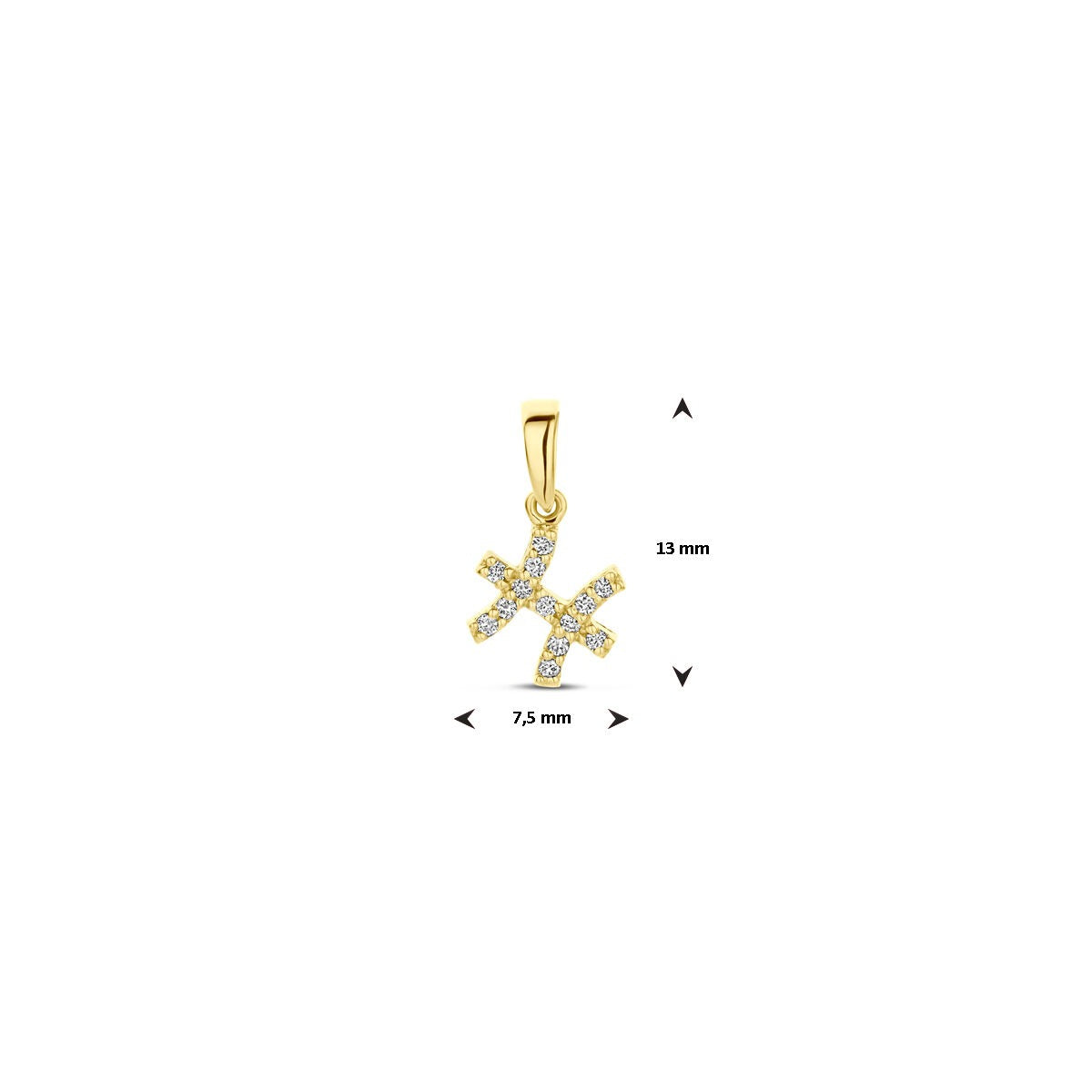 Ciondolo segno zodiacale in oro giallo 14k con diamante