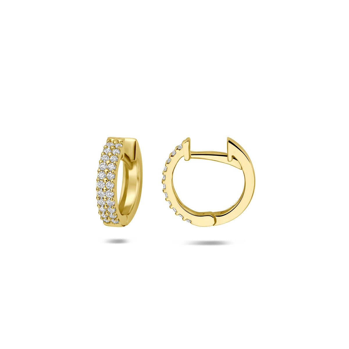 Orecchini a cerchio in oro giallo 14k con zirconi