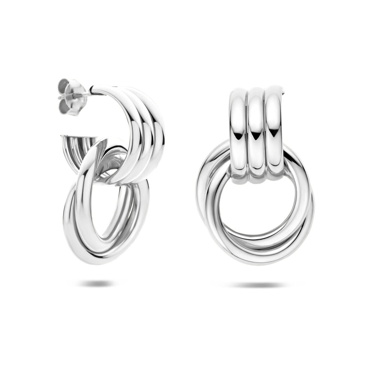 Orecchini a bottone in argento 925 rodiato 32 x 21,5 mm
