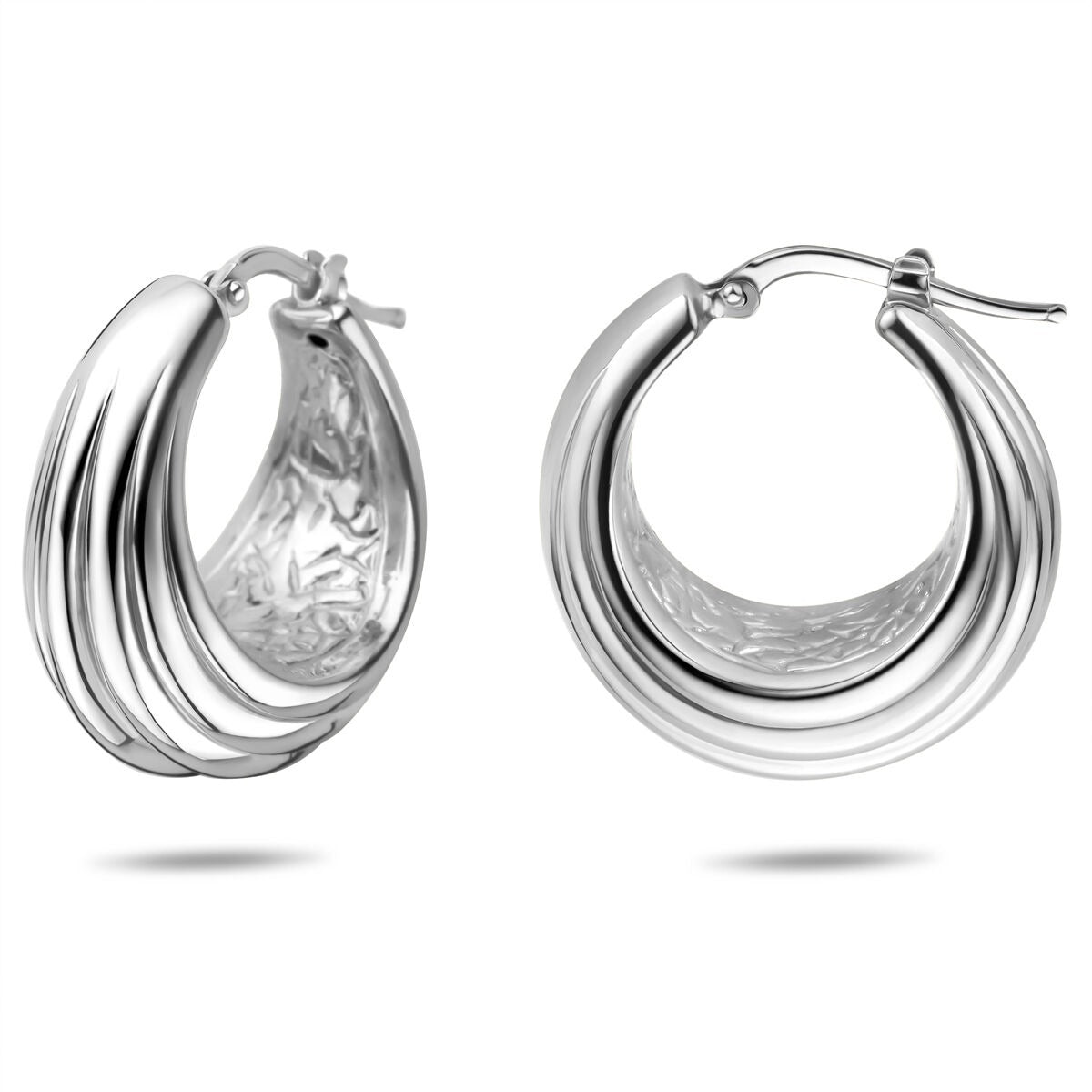 Orecchini a cerchio in argento 925 rodiato 25,5 x 14 mm Donna