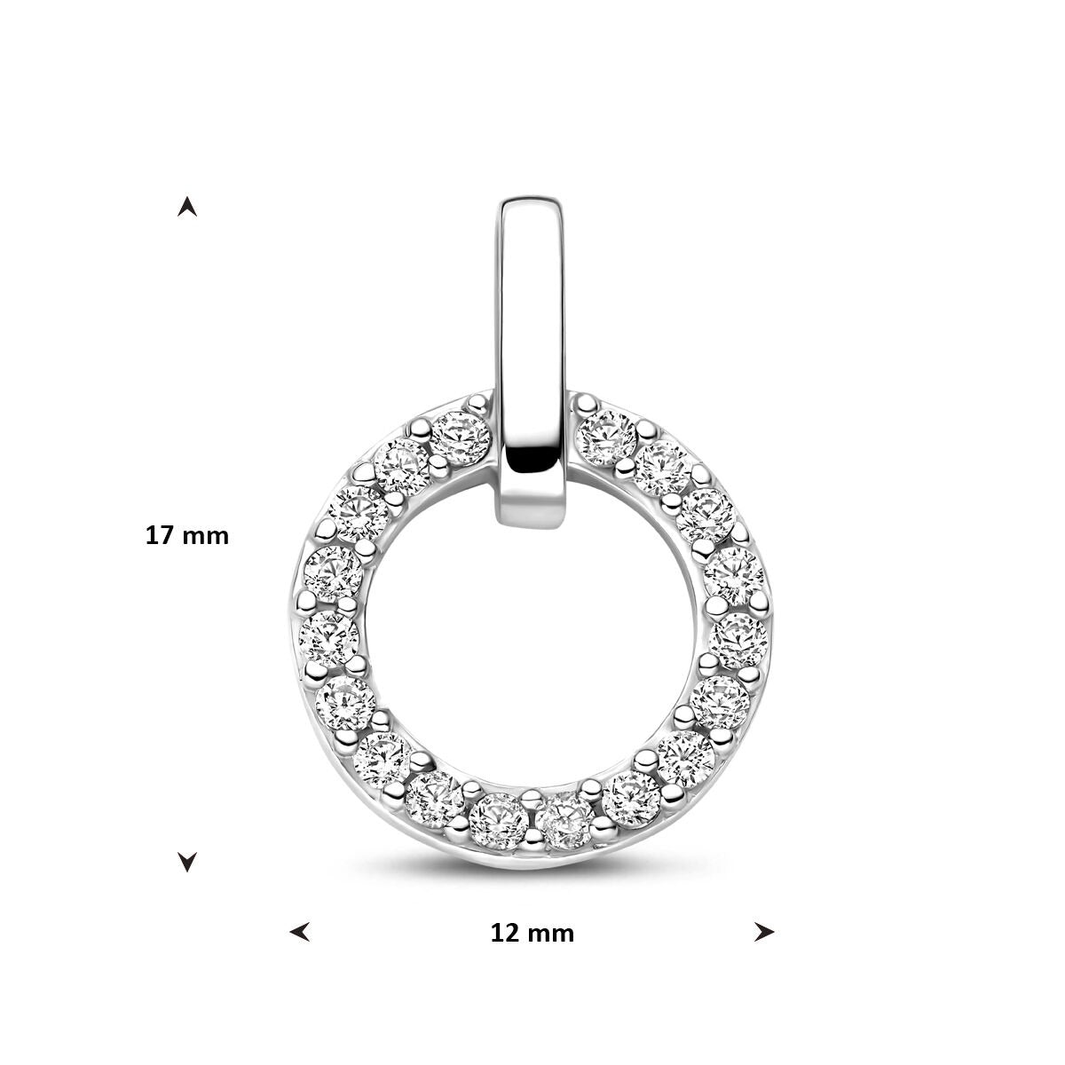 Ciondolo in argento con zircone – incastonatura entourage a forma di brillante 17mm