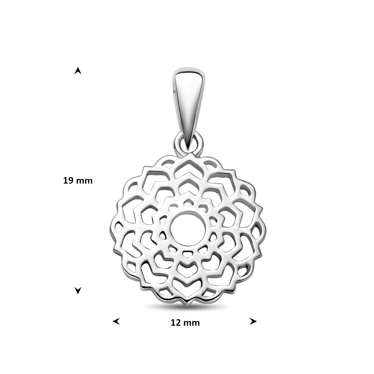 Ciondolo a fiore in argento rodiato