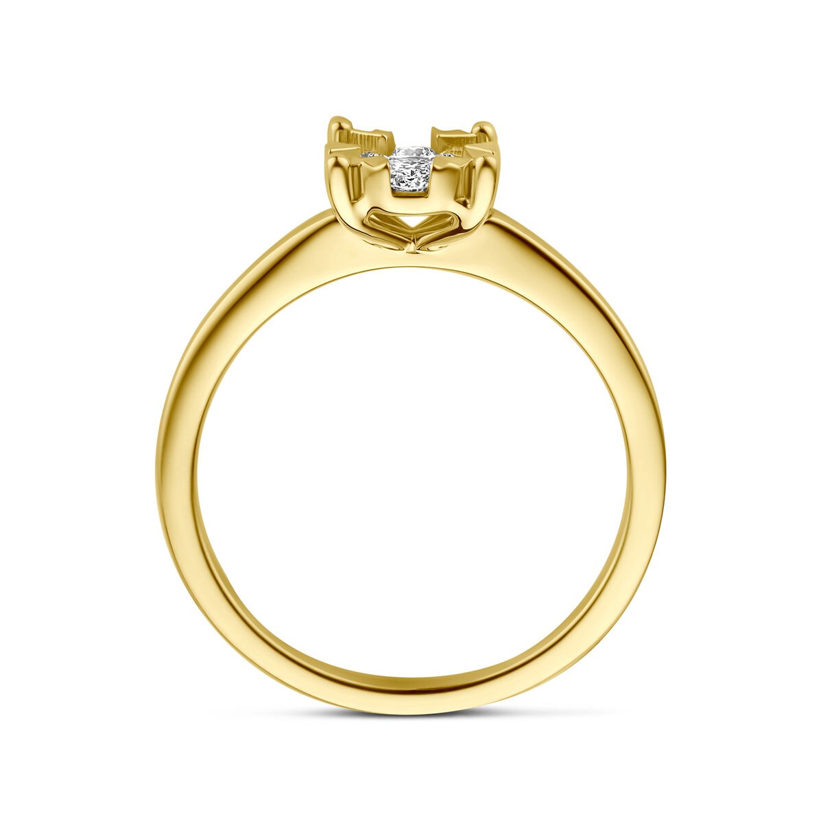 Anello in oro giallo 14k con diamante lab grown