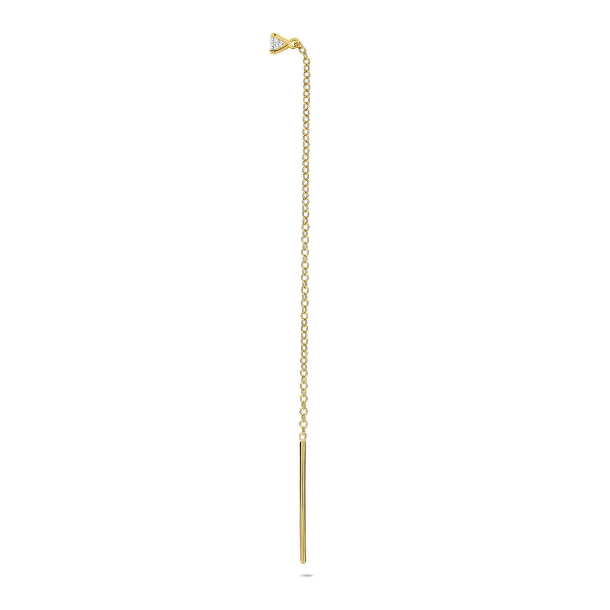 Orecchino a filo in oro giallo 14k con diamante
