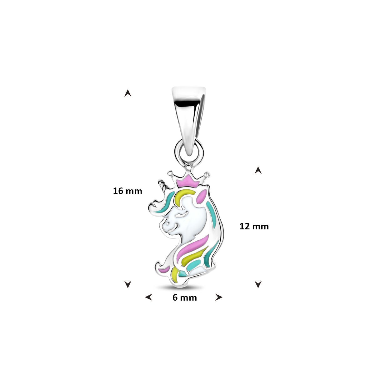 Ciondolo da bambino in argento unicorno 16 mm