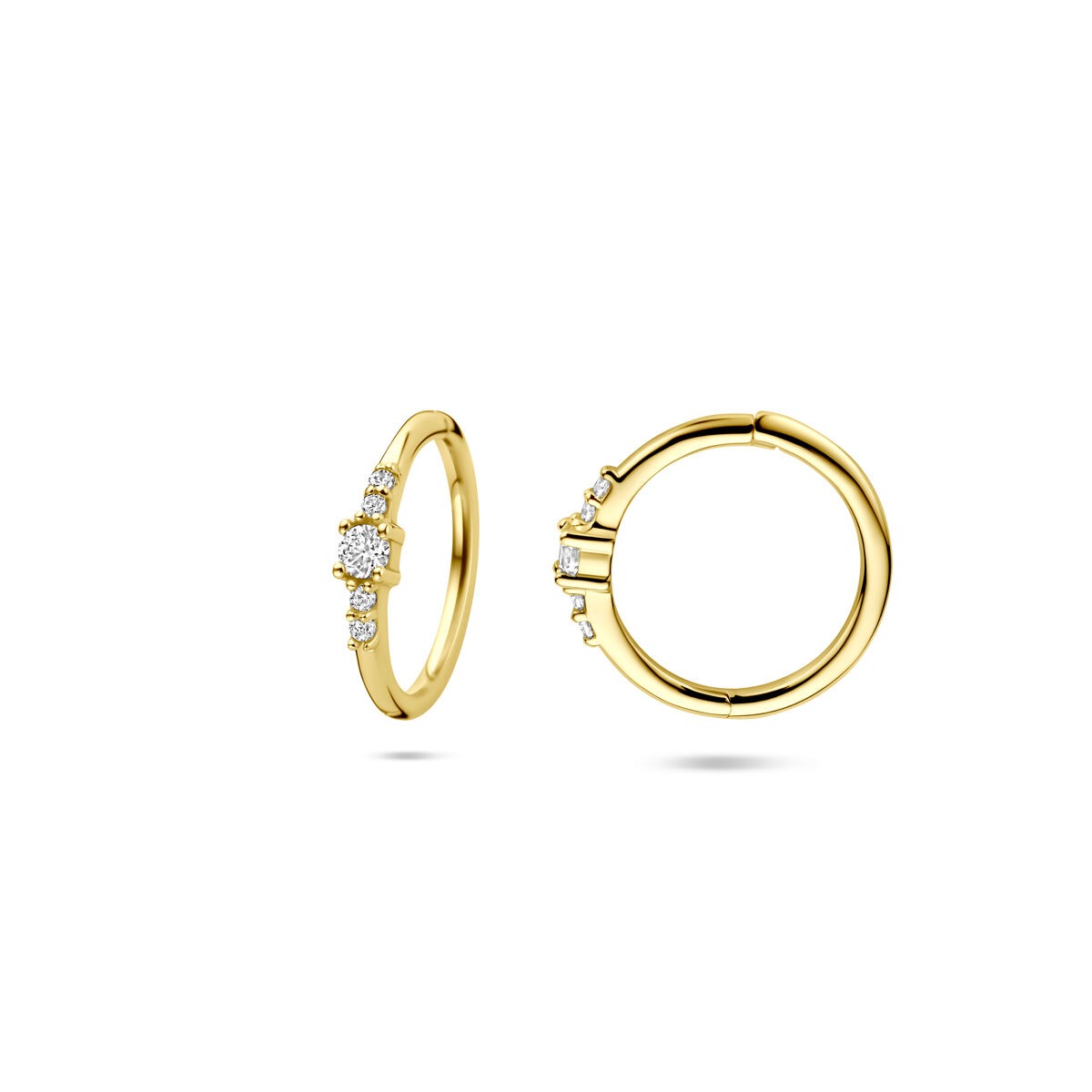 Orecchini a cerchio da donna in oro 14k con zirconia