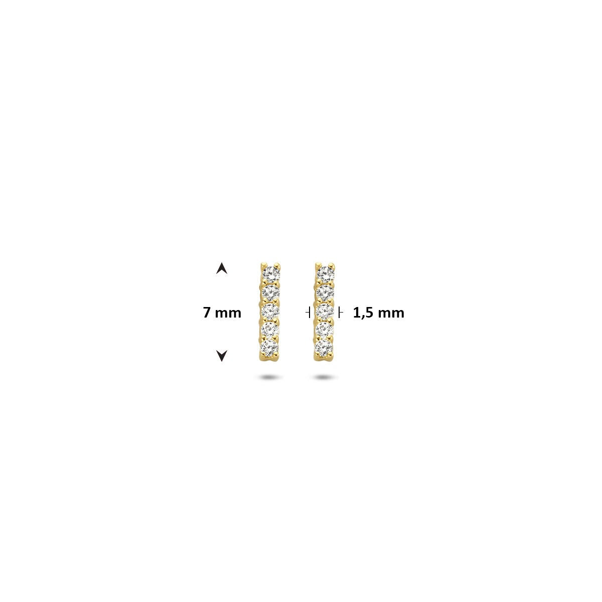 Orecchini a bottone in oro a barretta con zircone – 14k