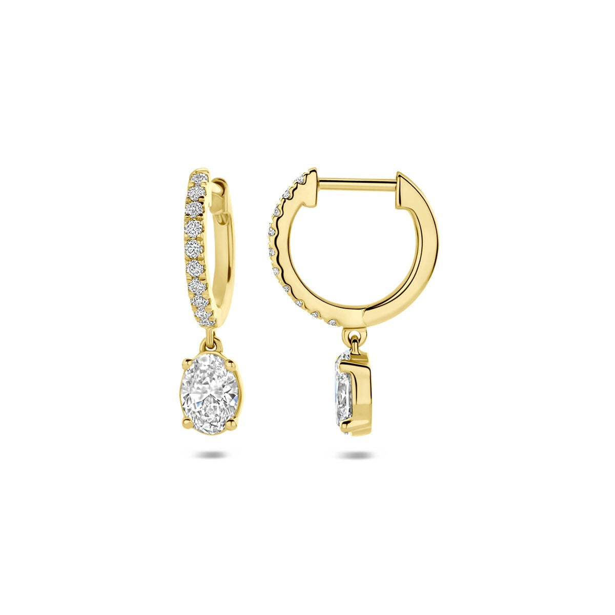 Orecchini a cerchio in oro 14k con diamante lab grown