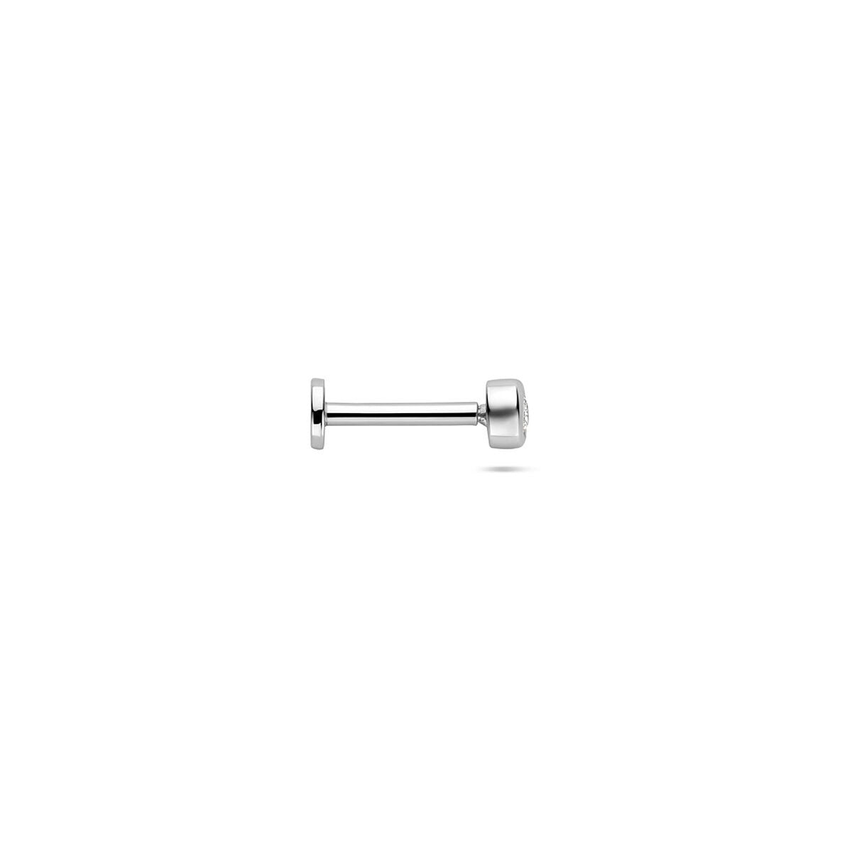 Piercing flat back in argento rodiato con zirconia