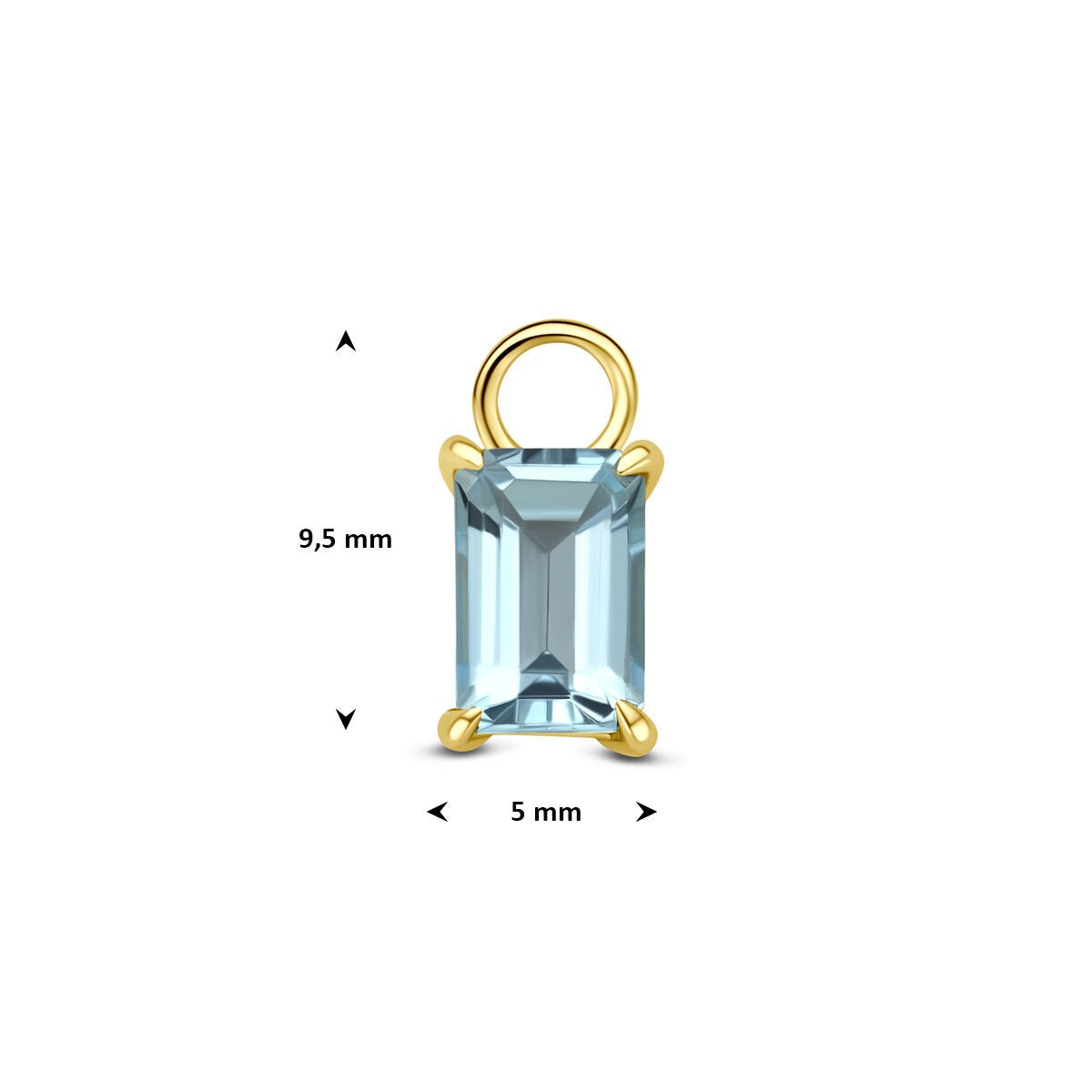 Ciondolo per orecchino a cerchio in oro giallo 14k con topazio blu