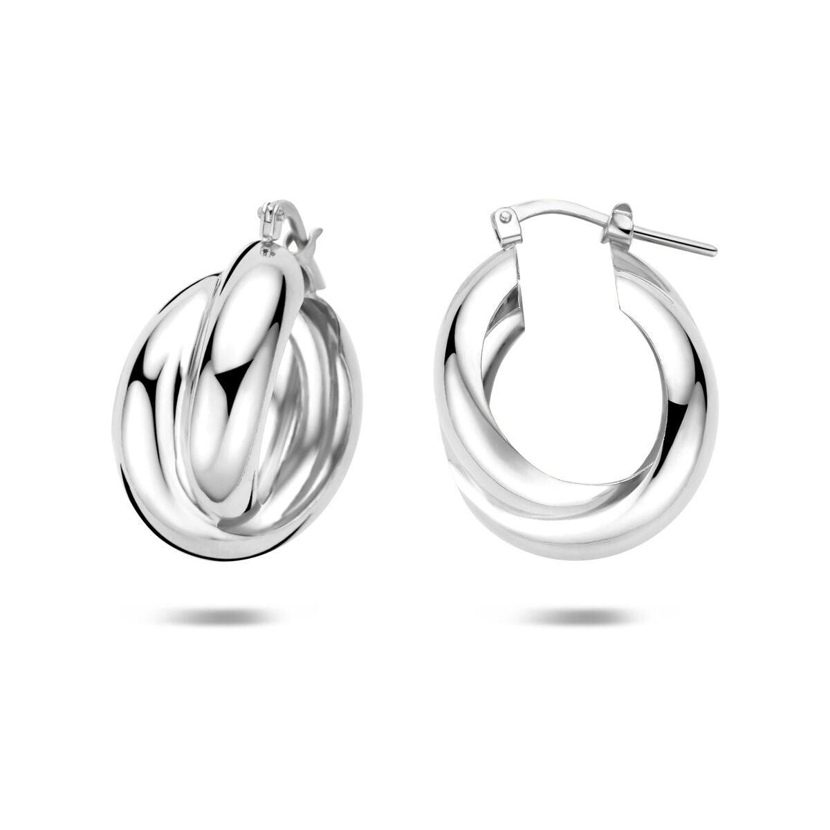 Orecchini a cerchio in argento 925 rodiato 24.5 x 11 mm