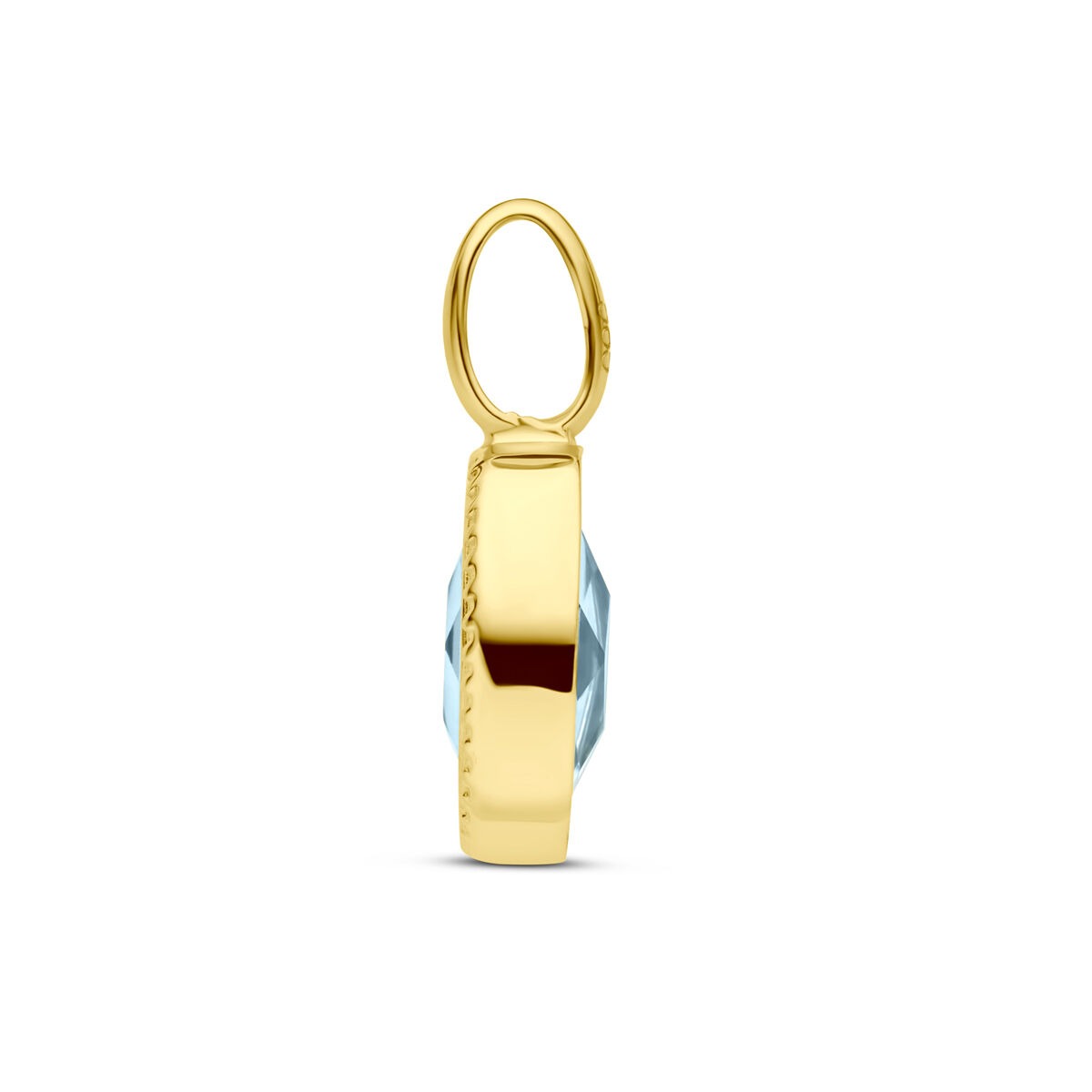 Ciondolo in Oro Giallo 14k con Topazio Blu – Incastonatura Solitaria Ovale