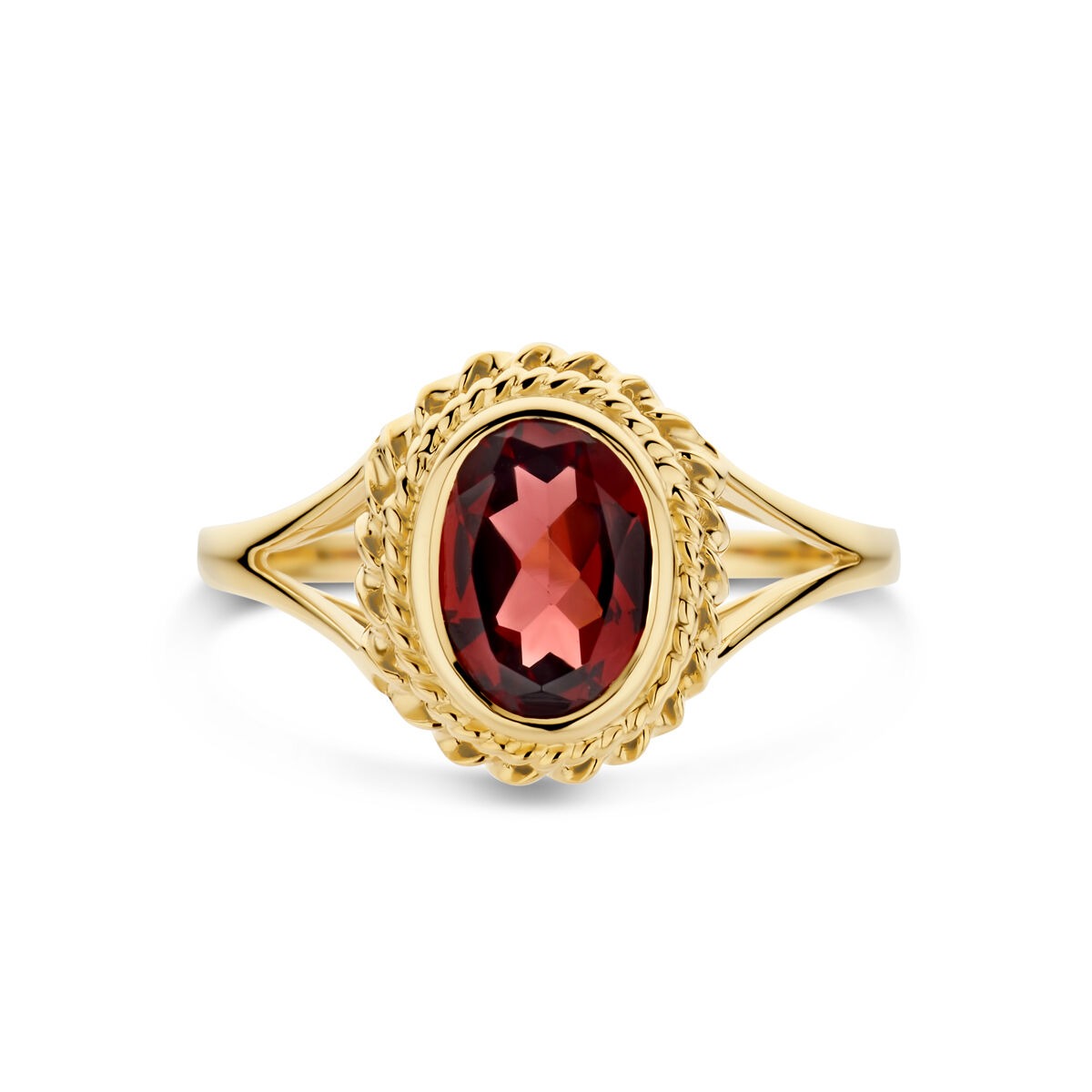 Anello in Oro Giallo 14k con Granato