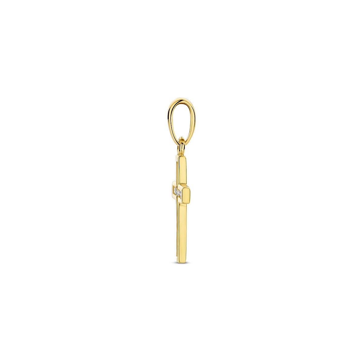 Ciondolo croce in oro giallo con zircone – 14k