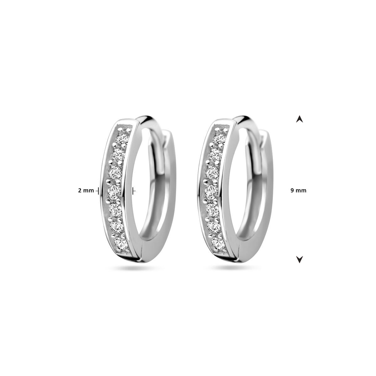 Orecchini a cerchio in argento con zircone – rodiato 925