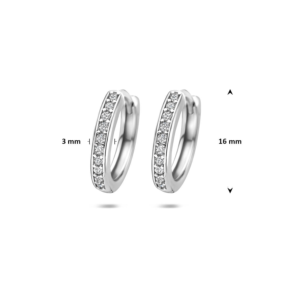 Orecchini a cerchio in argento 925 rodiato con zirconi