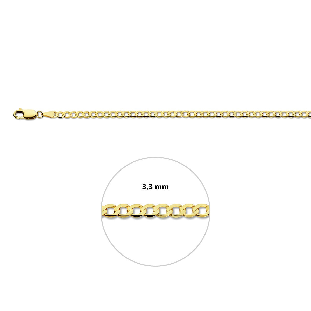 Bracciale Gourmette in Oro Giallo 9k 3.3 mm