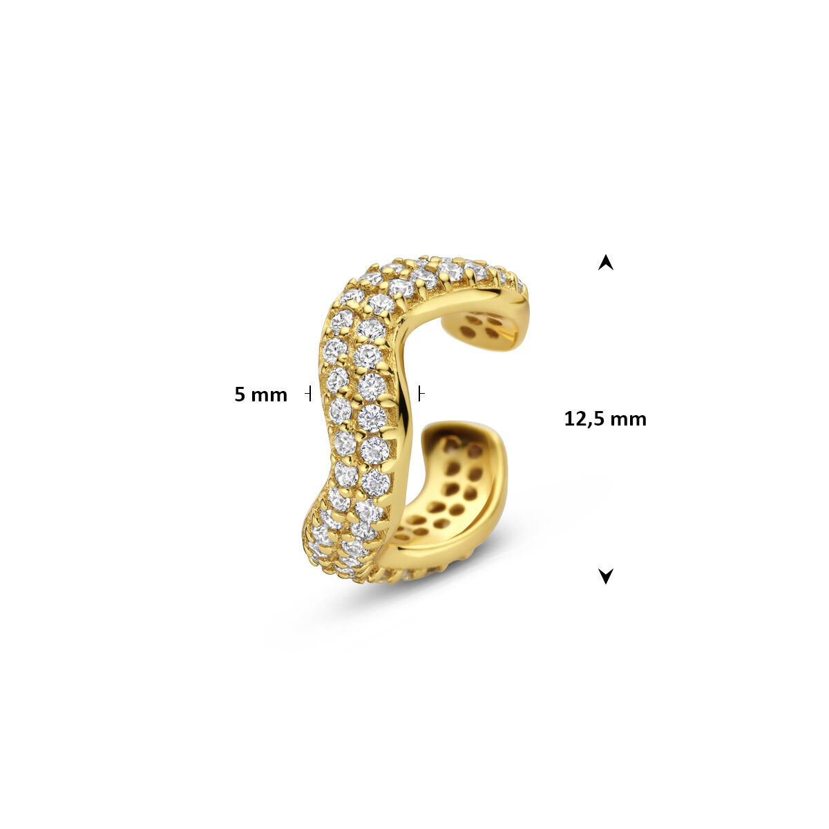 Ear cuff in argento dorato con zirconi – dettaglio scintillante senza piercing