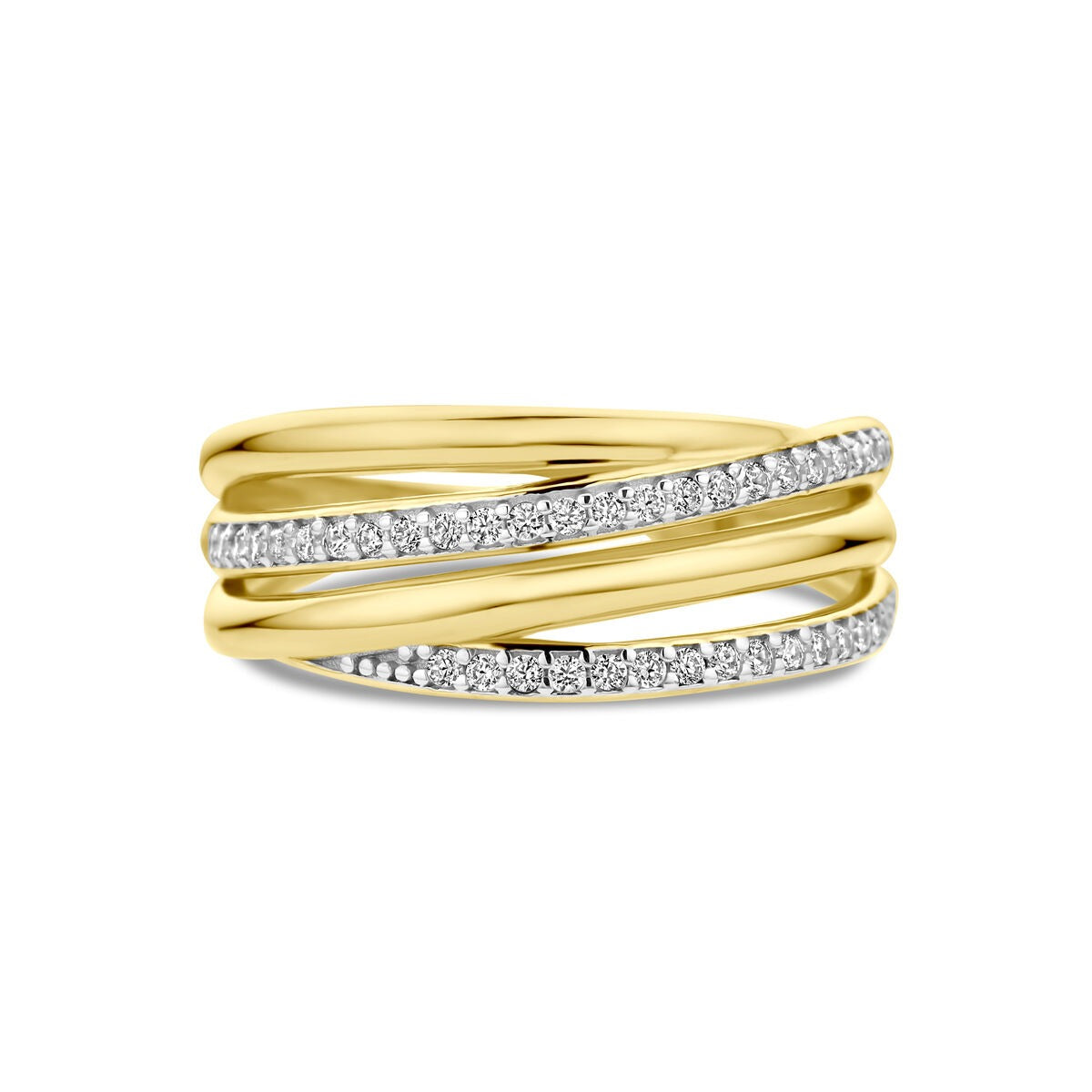 Anello da donna color oro giallo 9k con zircone – forte e scintillante