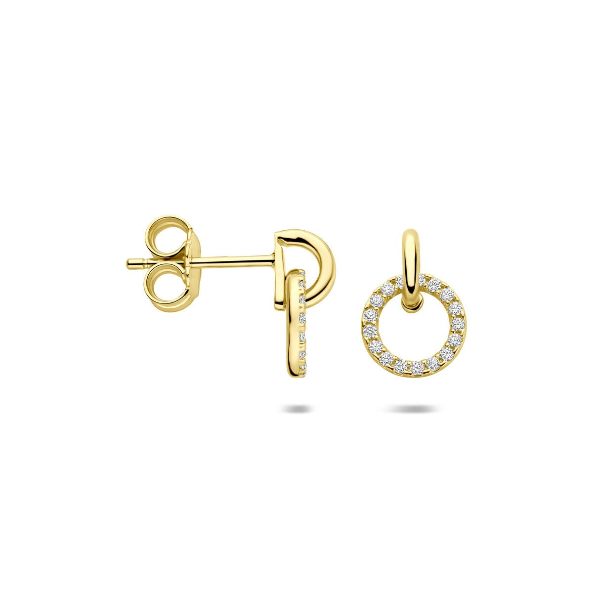 Orecchini pendenti in oro 14k con zirconia – montatura pavé