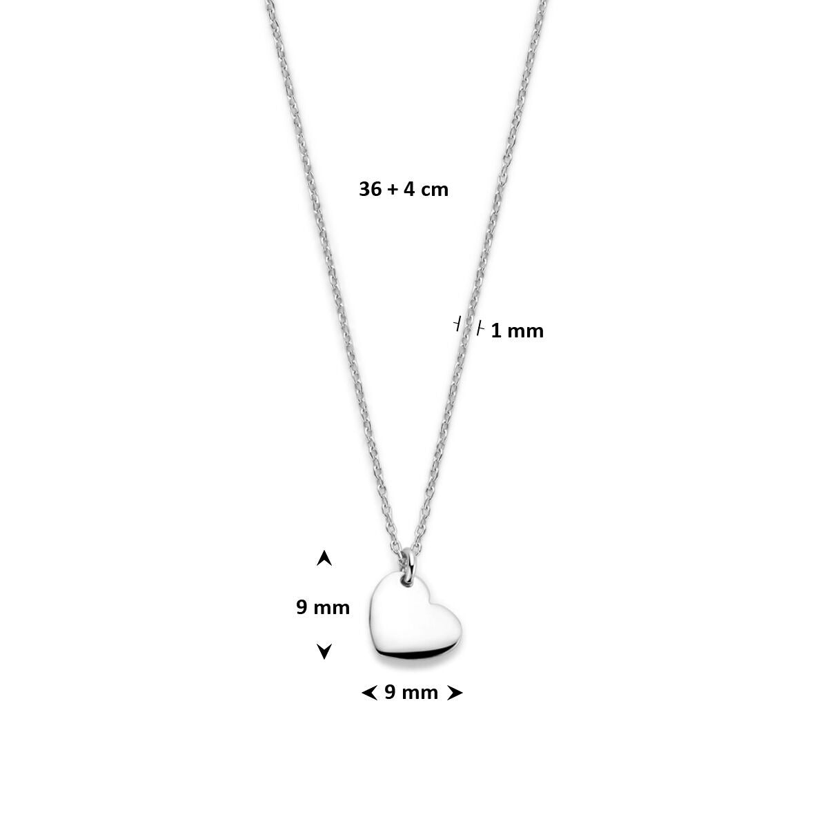 Collana in argento 925 rodiato con cuoricino