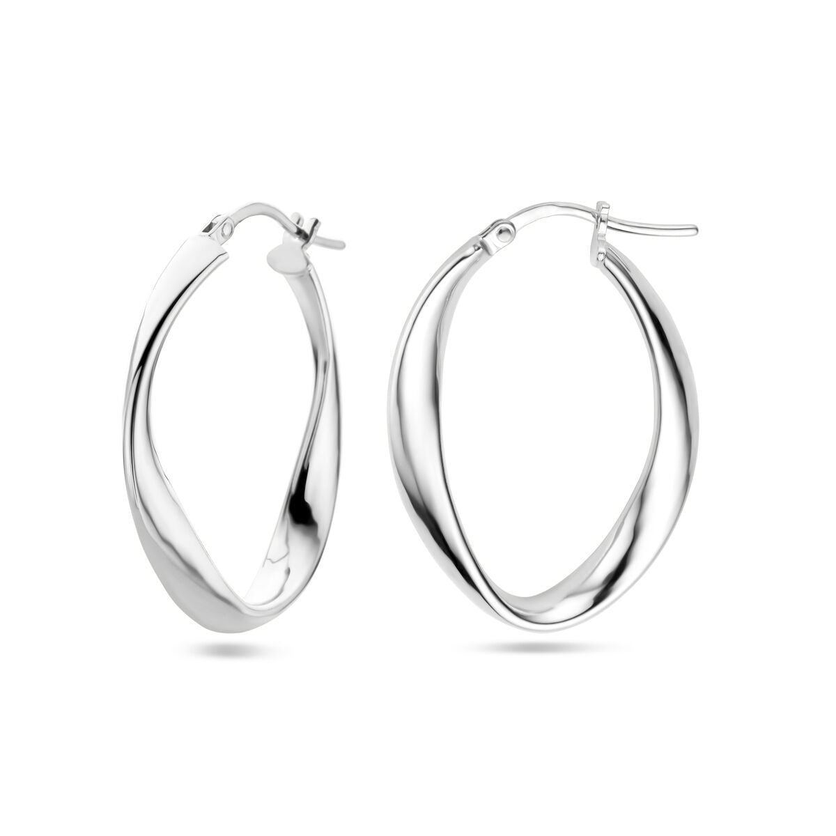 Orecchini a cerchio da donna in argento – rodiato 31 mm