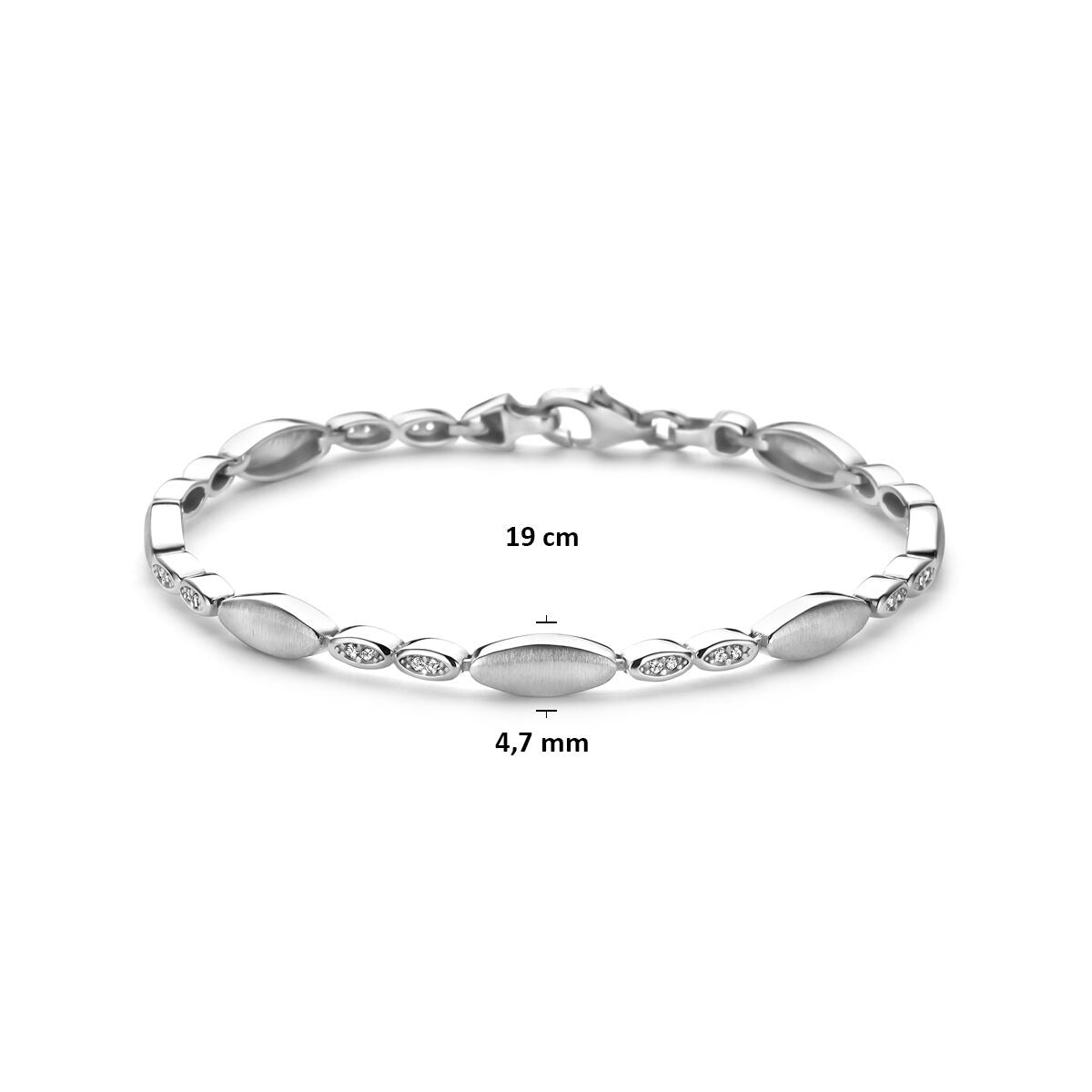 Bracciale da donna in argento con zircone rodiato 4,7 mm 19 cm