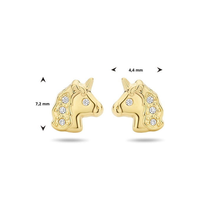 14k Geelgouden kinder oorknoppen met zirkonia – dierlijk detail