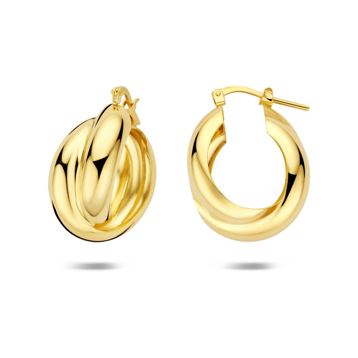 Orecchini a cerchio in argento 925 dorato 24.5 x 11 mm