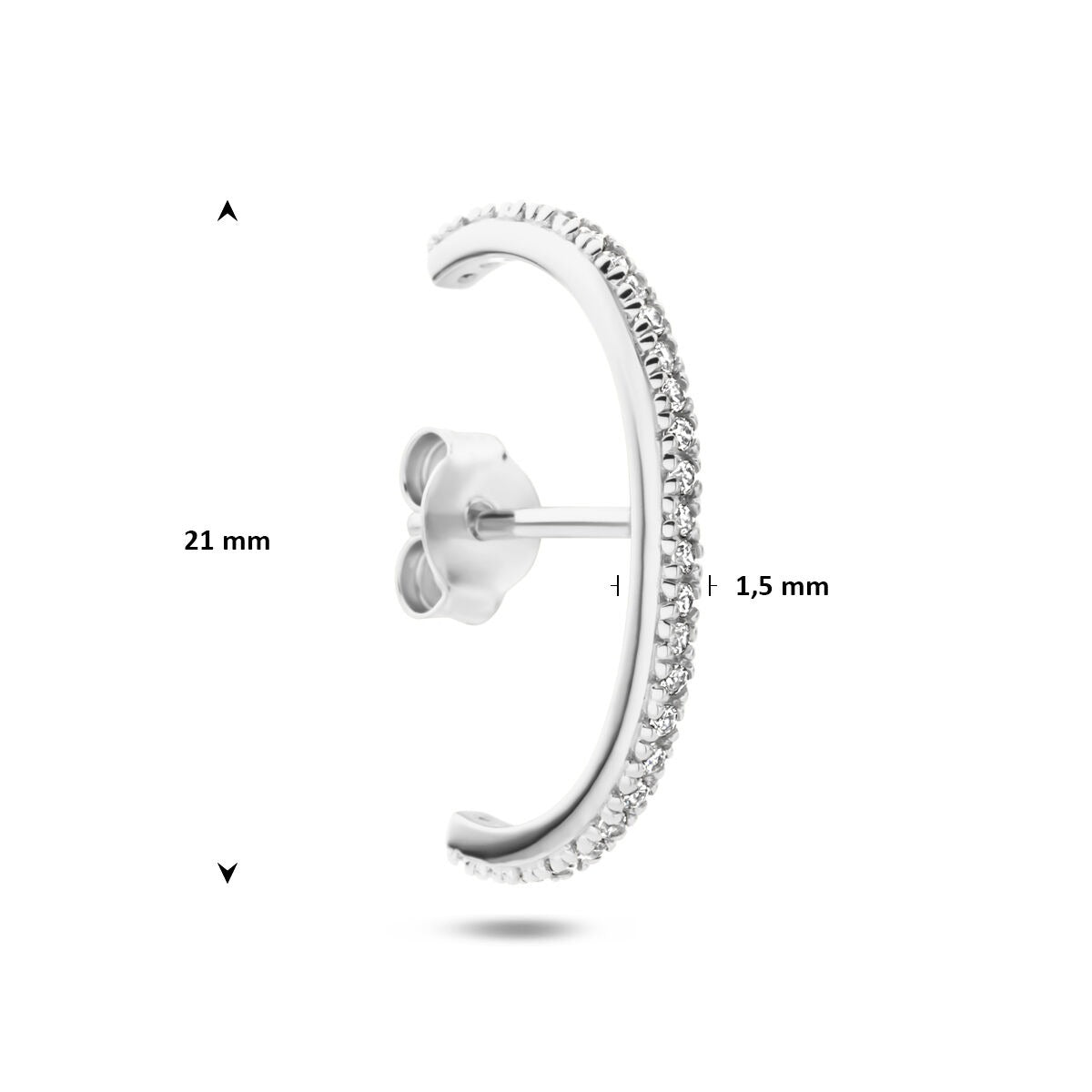 Orecchino suspender in argento 925 rodiato con zirconi