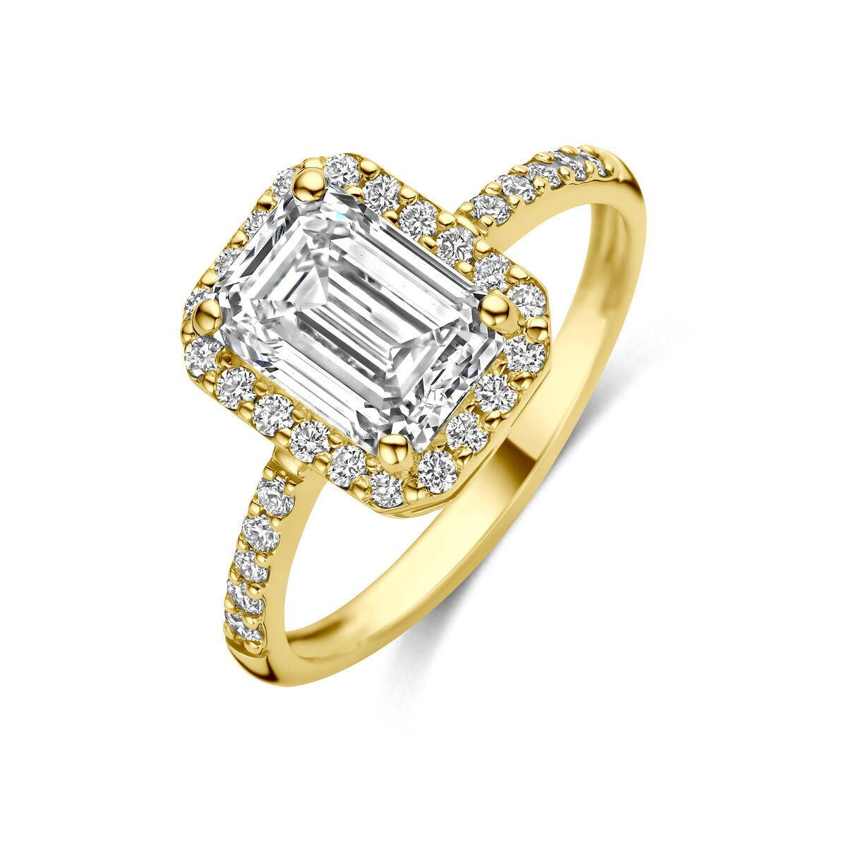 anello in oro giallo 14k con diamante lab grown