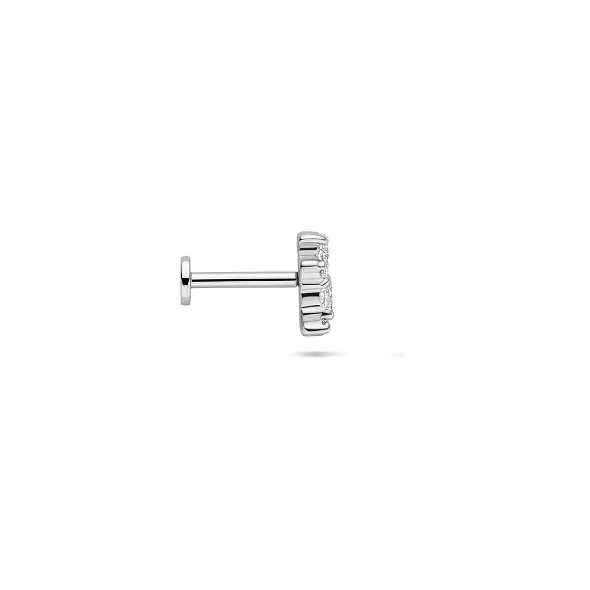 Piercing flat back in argento rodiato con zirconia in montatura a chaton