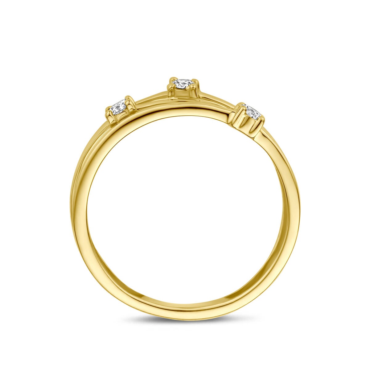 Anello in oro giallo 14k con diamanti lab grown