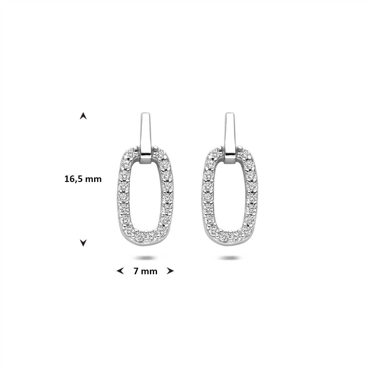 Orecchini a bottone in argento con zirconi entourage 16,5 mm
