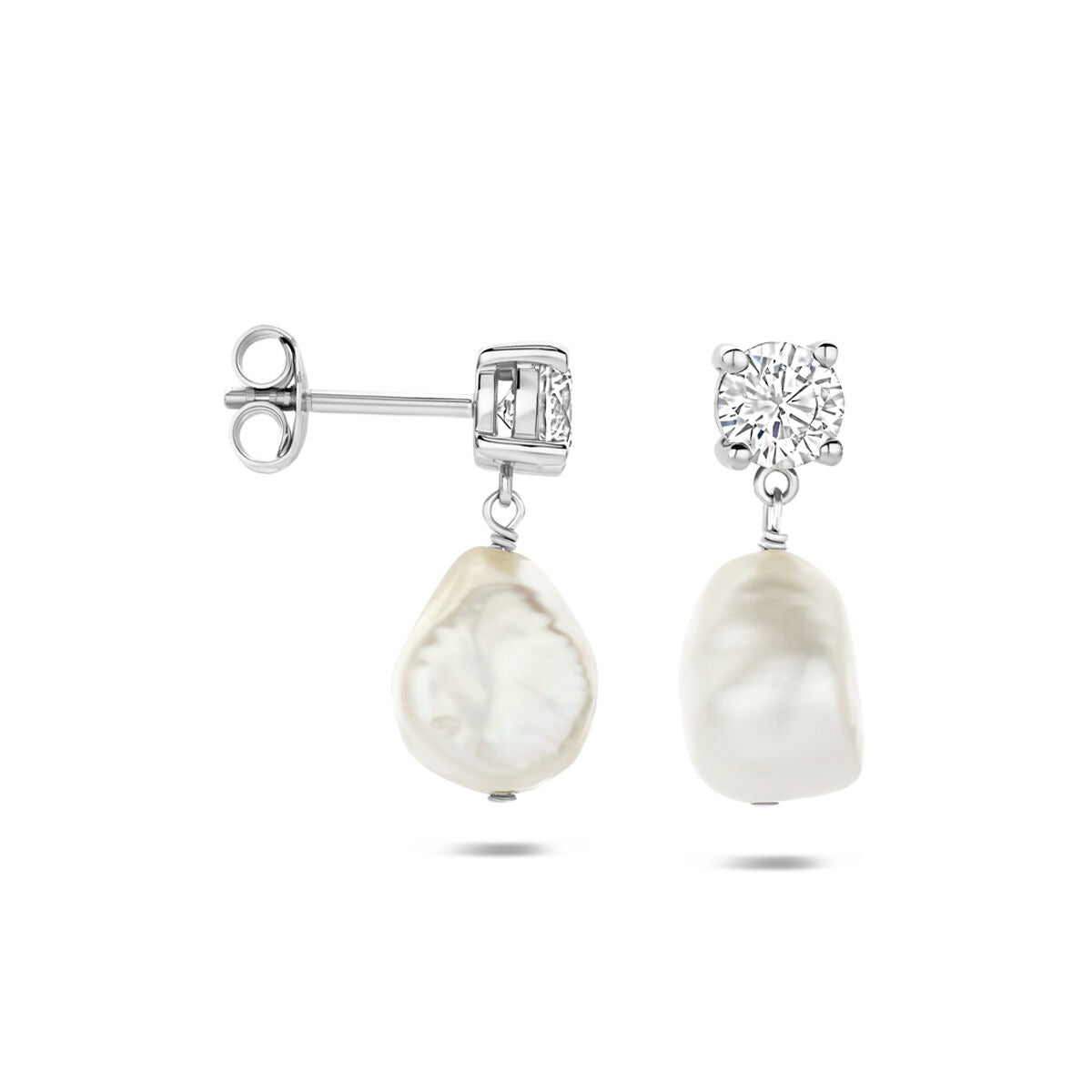 Orecchini pendenti in argento 925 con perla e zircone
