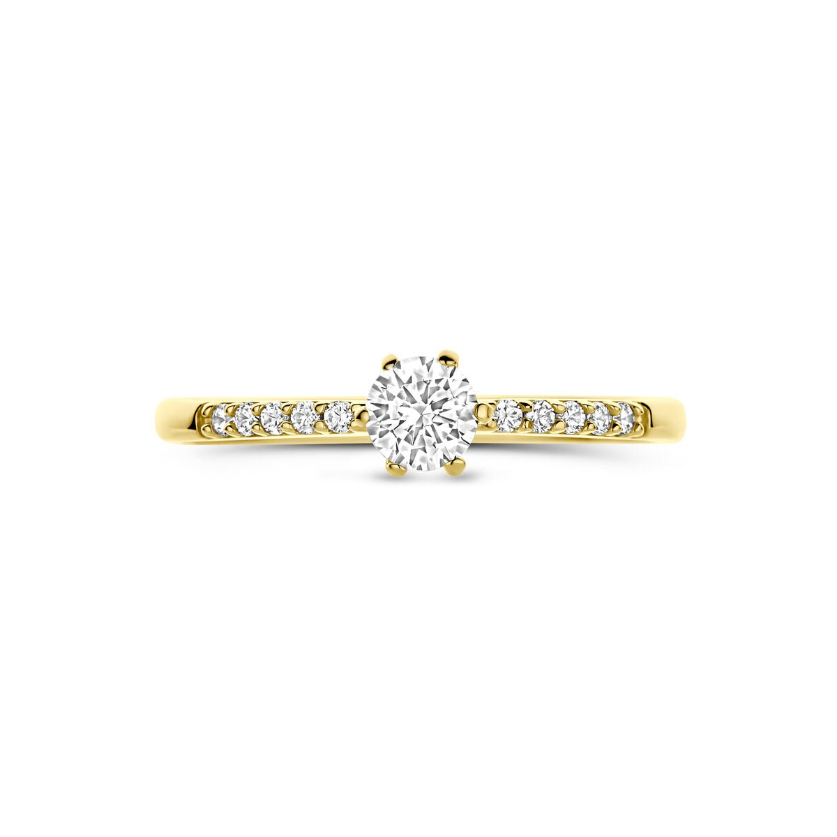 Anello da donna in oro con zirconia – oro giallo 14k