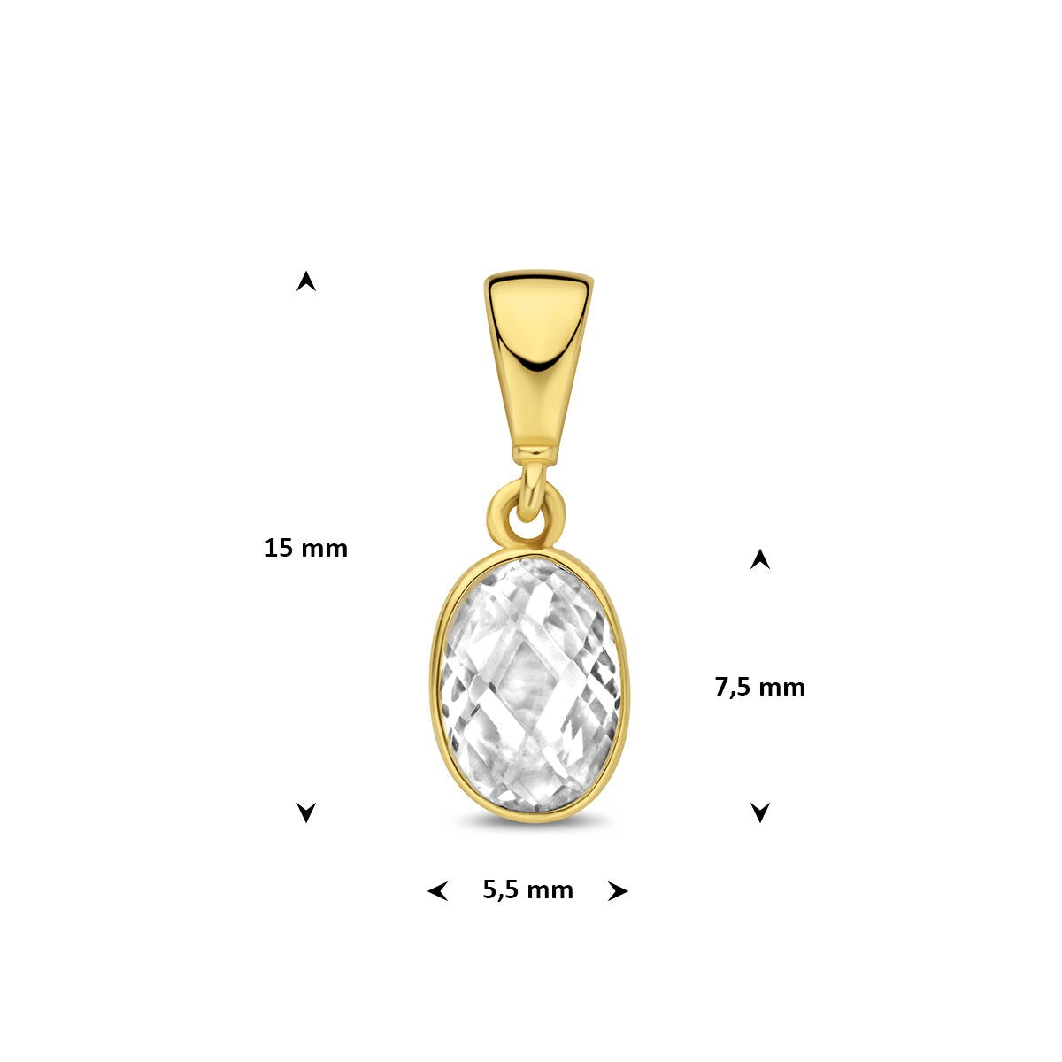 Ciondolo in oro giallo 9k con zircone ovale