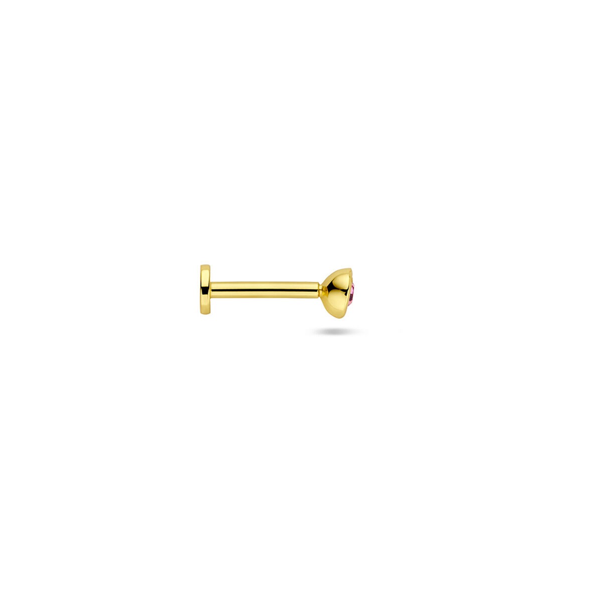 Piercing flat back in argento 925 placcato oro con strass rosa