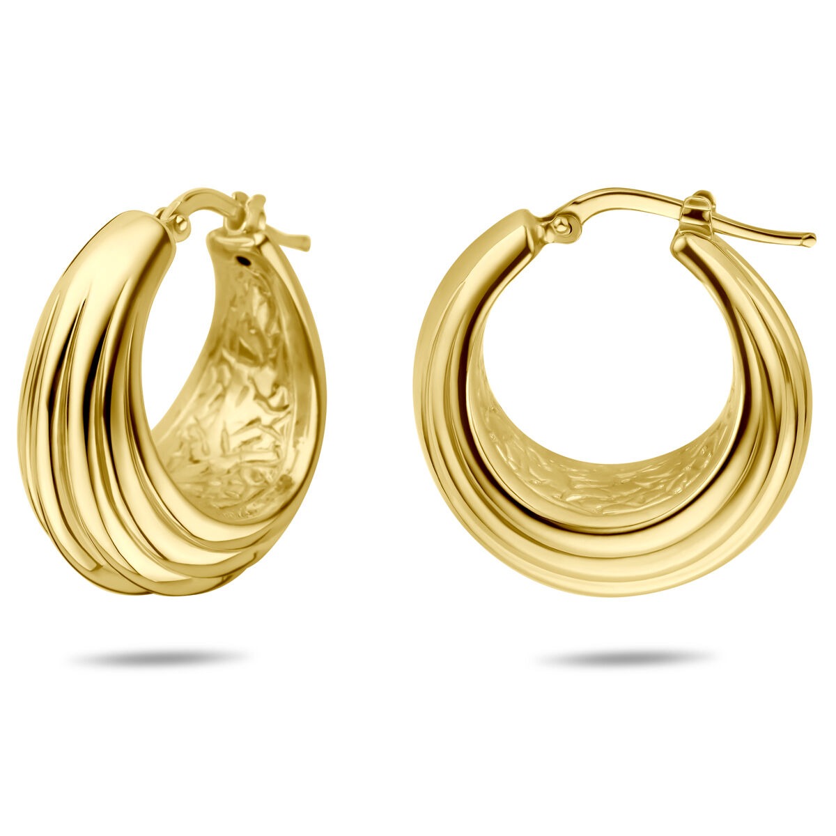 Orecchini a Cerchio in Argento 925 Placcato Oro 25,5 x 14 mm Donna