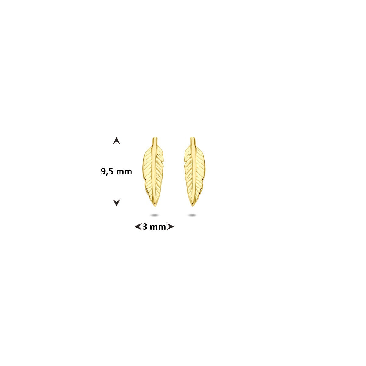 Orecchini a bottone in oro giallo 9k – design a forma di foglia
