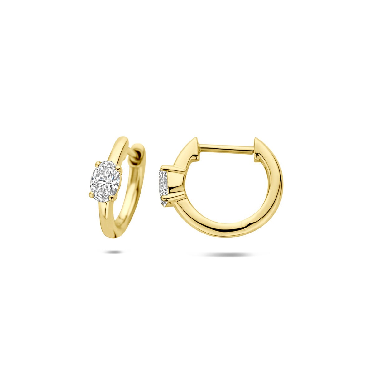 Orecchini a cerchio in oro 14k con diamante lab grown