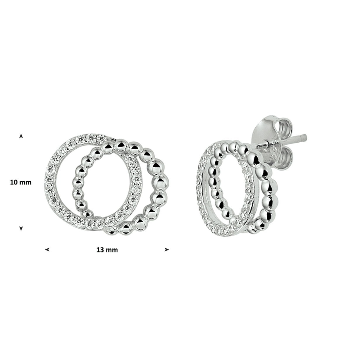 Orecchini a lobo in argento con zircone – rodiato 925