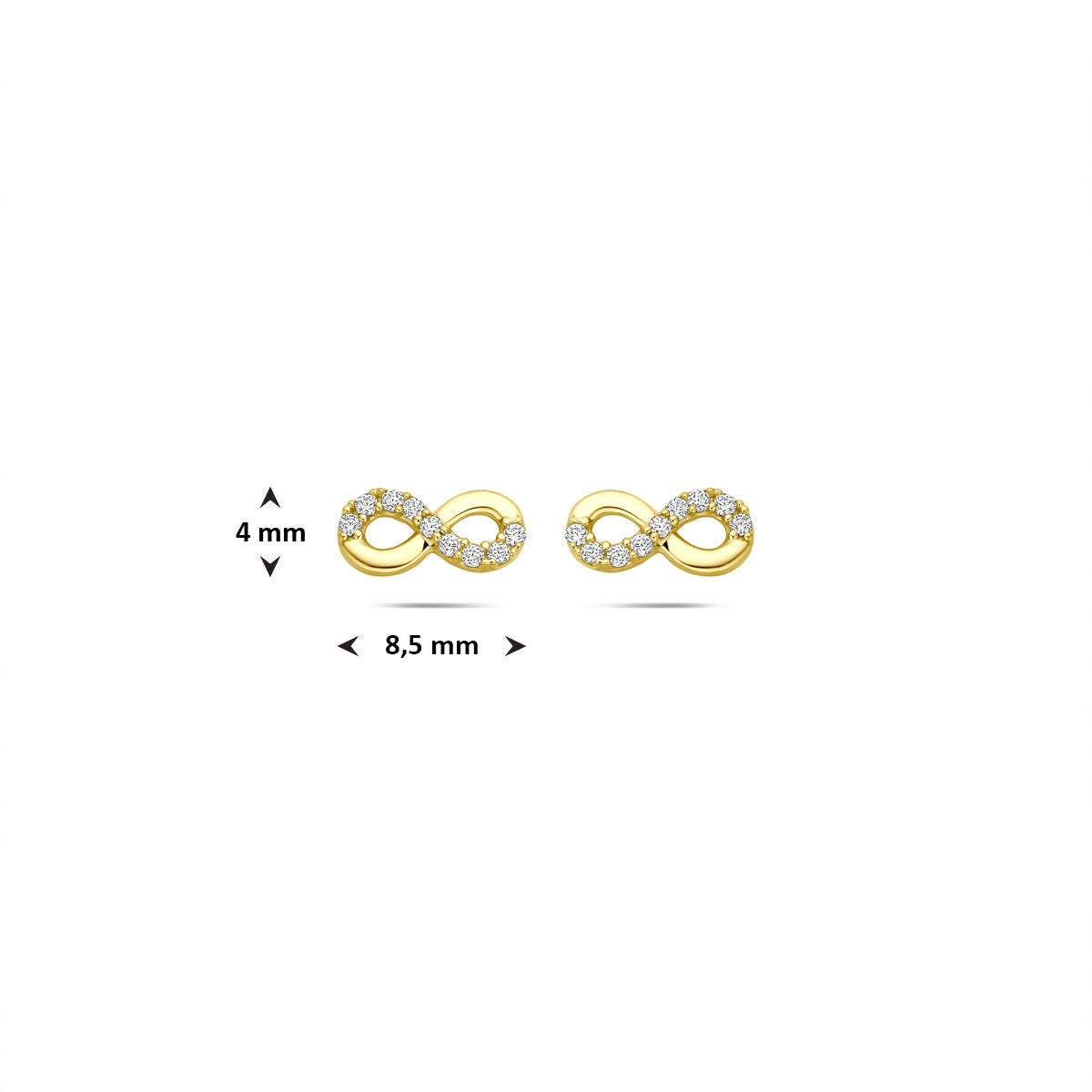 Orecchini a bottone in oro infinity con zircone – 14k