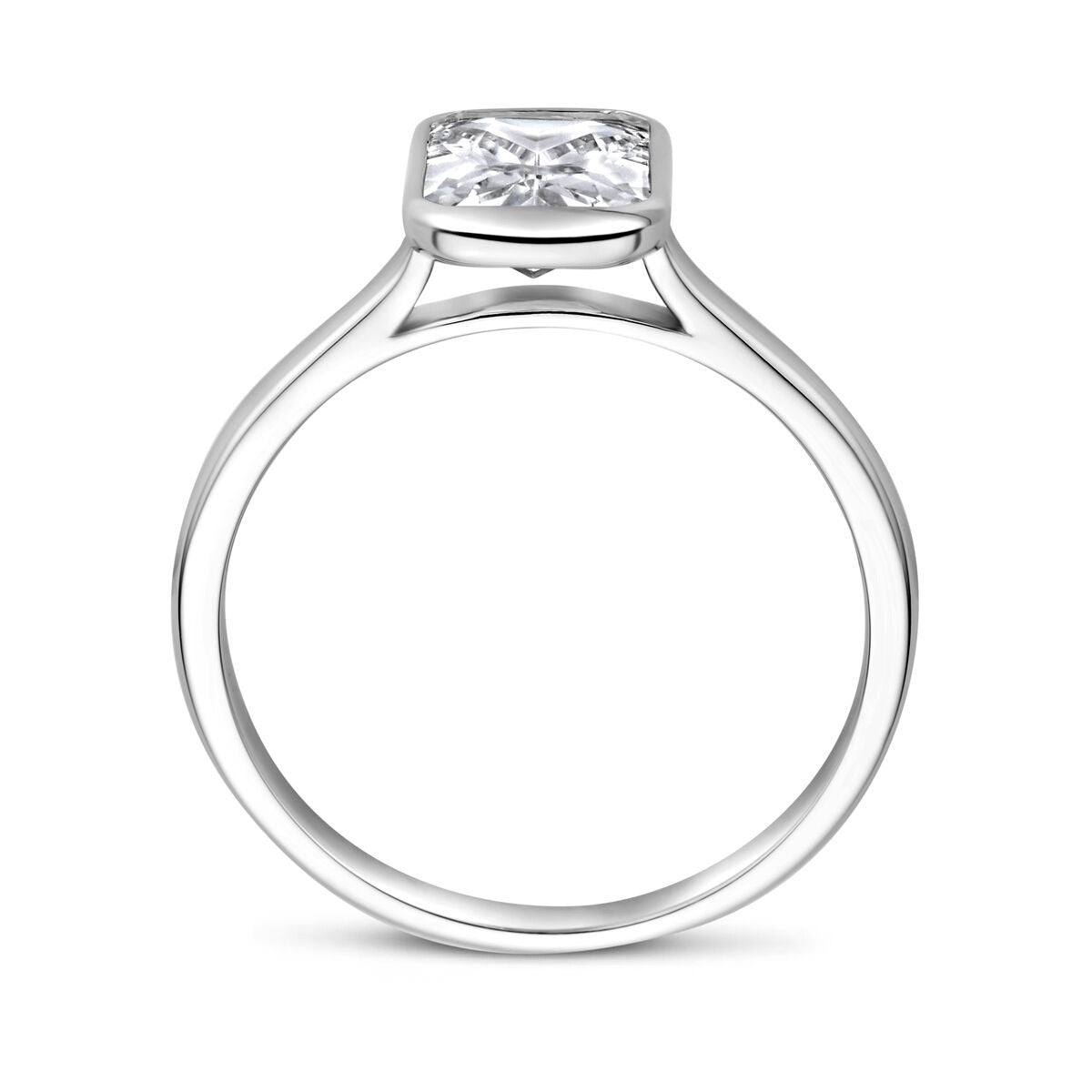 Anello da donna in argento con zircone taglio smeraldo – argento 925 rodiato