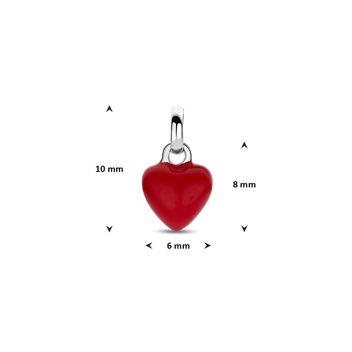 Ciondolo da bambino in argento cuore rodiato 8x6mm