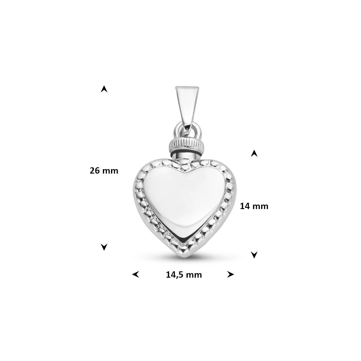 Ciondolo portaceneri cuore in argento – argento 925 rodiato