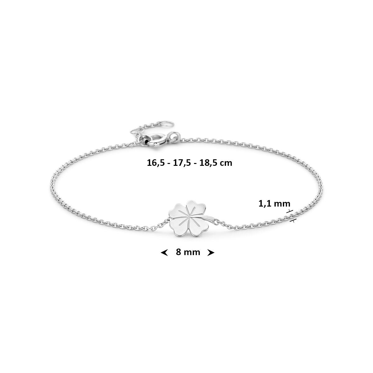 Bracciale a quadrifoglio in argento rodiato