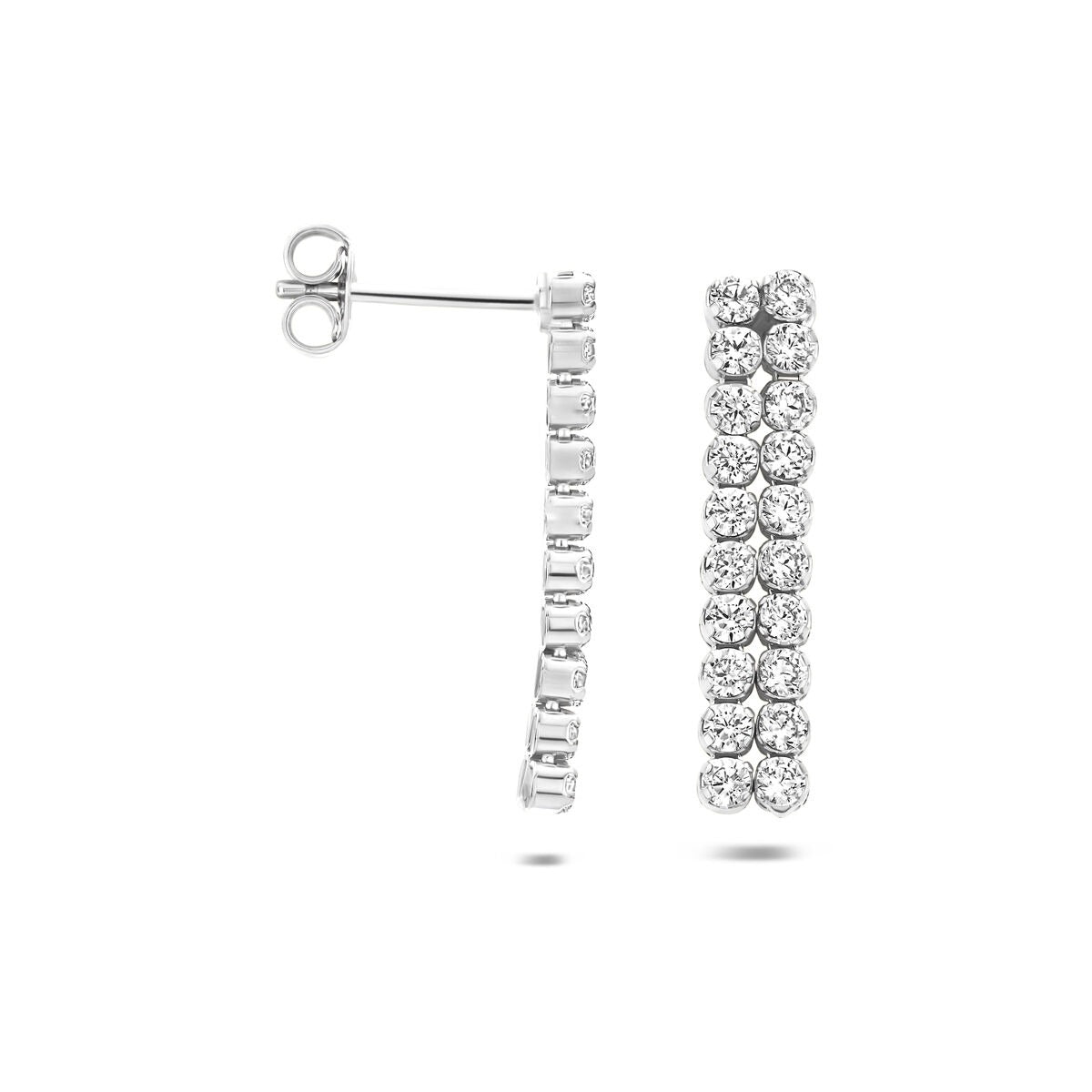 Orecchini pendenti in argento 925 rodiato con zirconia 24 x 5 mm