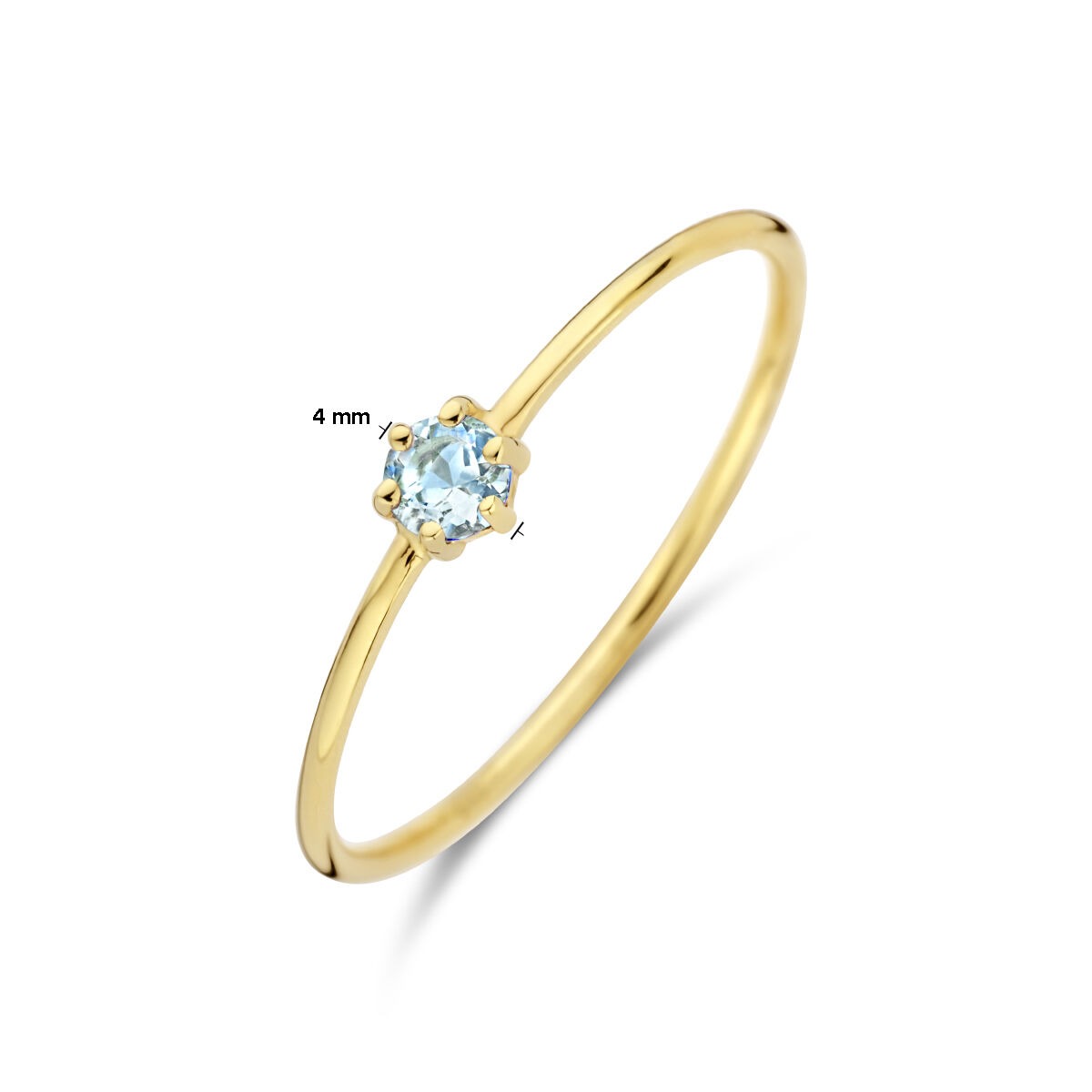 anello in oro giallo 14k con acquamarina – taglio brillante